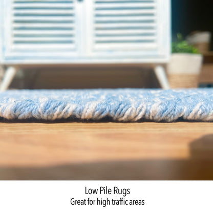 WAFFLE RUG, BLUE/WHITE, 21'' x 34''