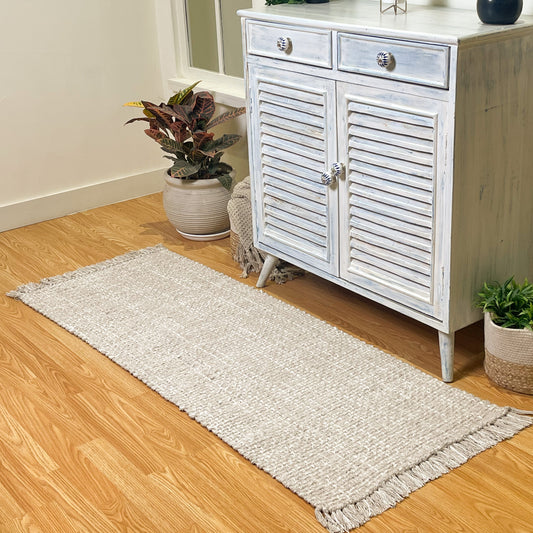 WAFFLE RUNNER, SAND-WHITE, 2' x5'.