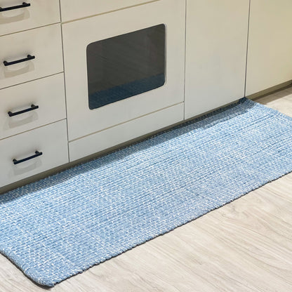 WAFFLE RUNNER, BLUE-WHITE, 2' x5'.