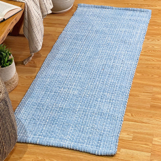 WAFFLE RUNNER, BLUE-WHITE, 2' x5'.