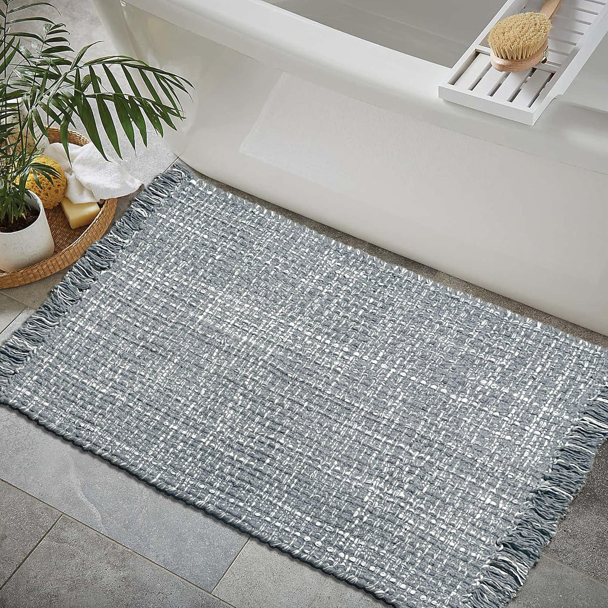 Waffle Rug - Grey/White, 21"x34"