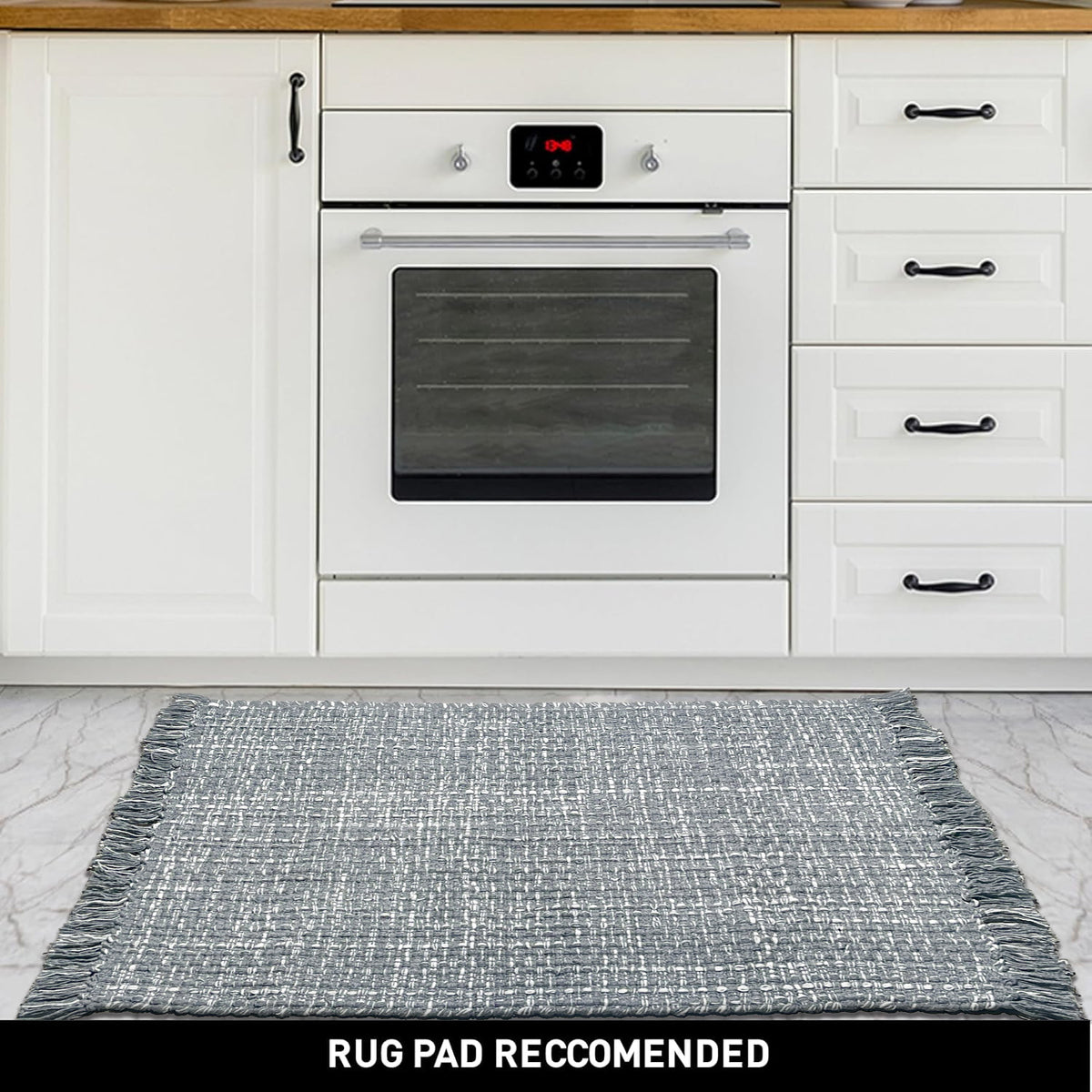 Waffle Rug - Grey/White, 21"x34"