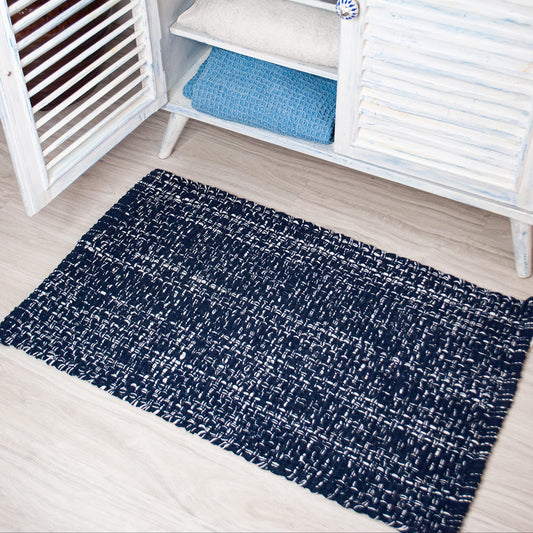 WAFFLE RUG, NAVY-WHITE, 21''x34''.