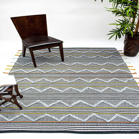 Athens Rug - Black/White/Rust/Gold, 5'x7'