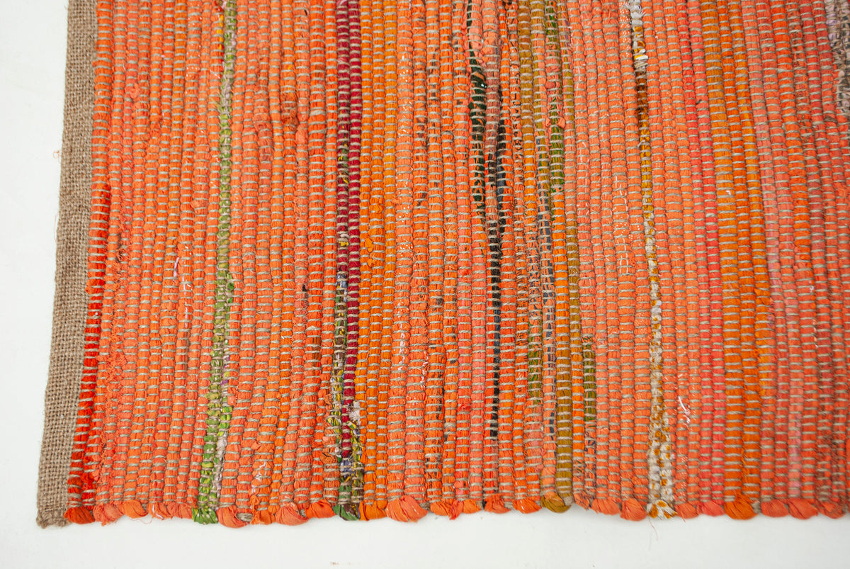 Orange Cotton Chindi W. Jute Runner - Orange/Jute, 2'x5'