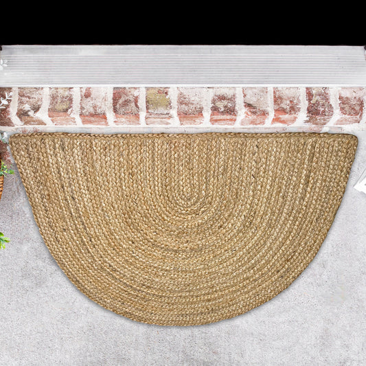 BRAIDED JUTE SEMICIRCLE RUG, NATURAL JUTE, 24''x36''
