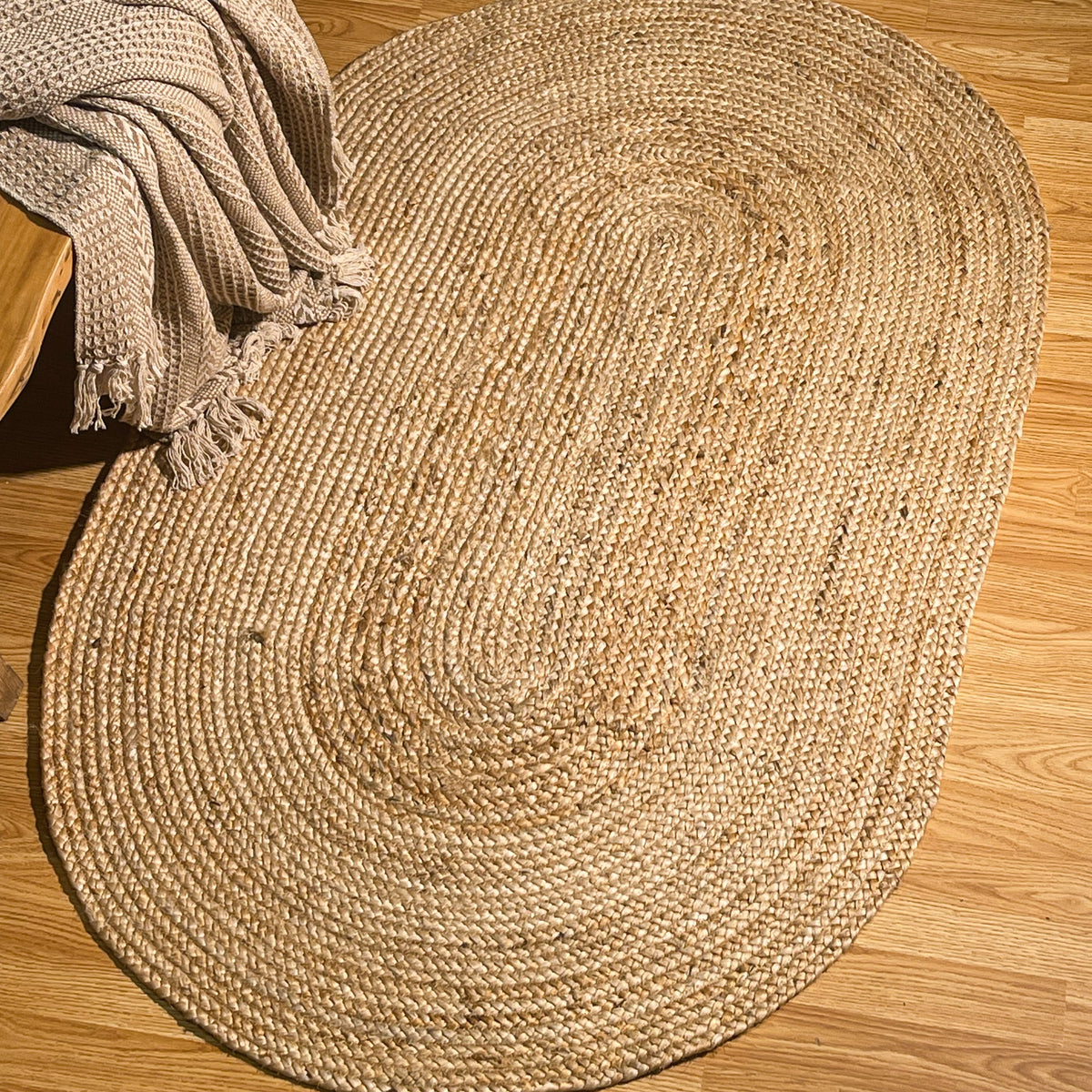 BRAIDED JUTE OVAL RUG, NATURAL JUTE, 3'x5'