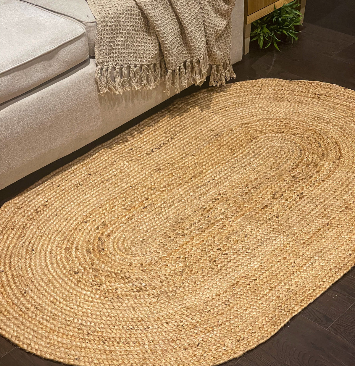 BRAIDED JUTE OVAL RUG, NATURAL JUTE, 3'x5'