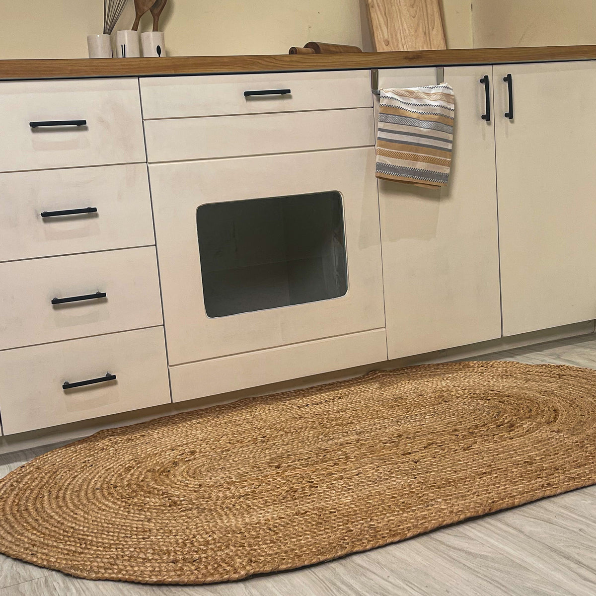BRAIDED JUTE OVAL RUG, NATURAL JUTE, 3'x5'