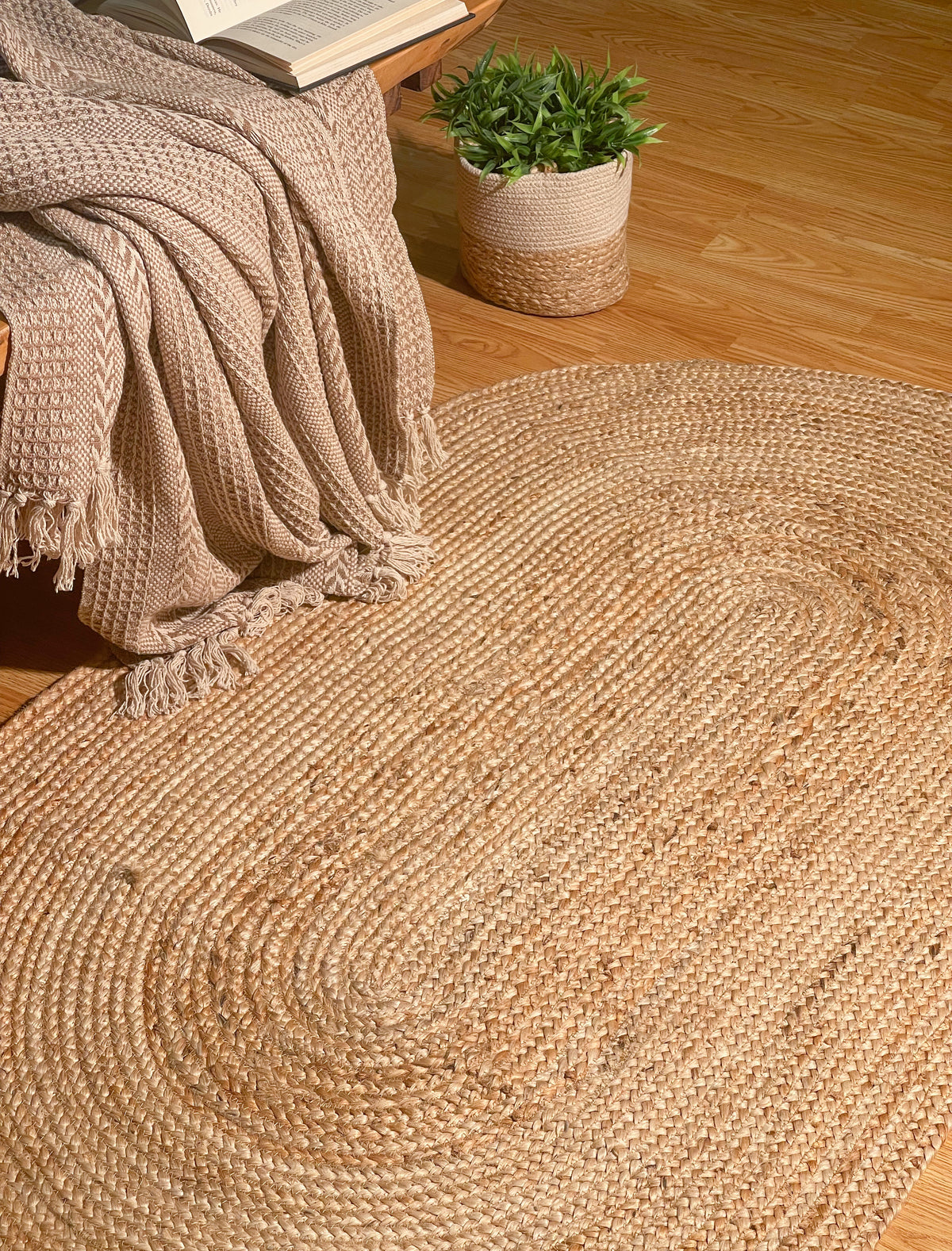 BRAIDED JUTE OVAL RUG, NATURAL JUTE, 3'x5'