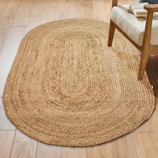 BRAIDED JUTE OVAL RUG, NATURAL JUTE, 4'x6'