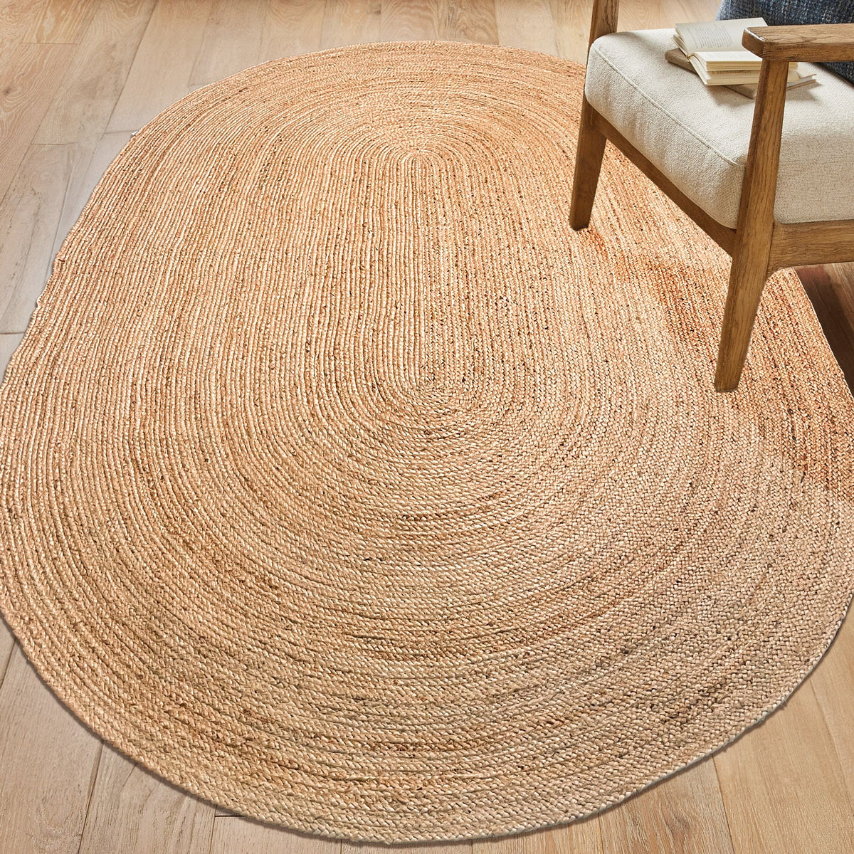 BRAIDED JUTE OVAL RUG, NATURAL JUTE, 5'x8'