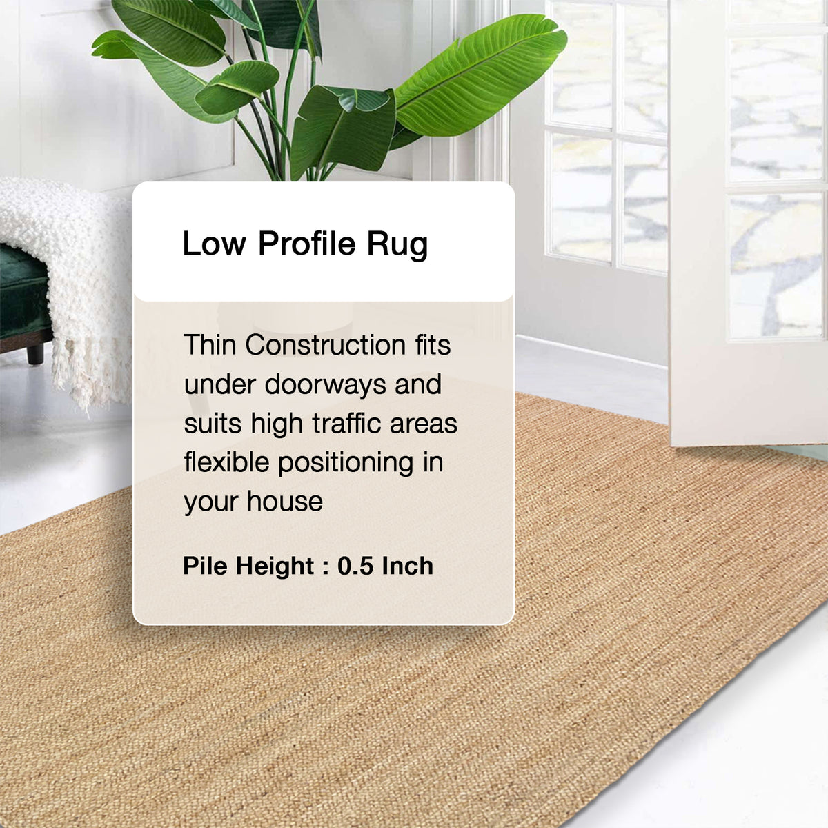 BRAIDED JUTE RECTANGLE RUG, NATURAL JUTE, 8'x10'