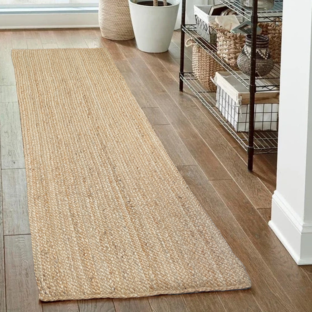 BRAIDED JUTE RECTANGLE RUG, NATURAL JUTE, 2'x6'