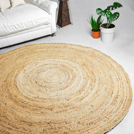 BRAIDED JUTE ROUND RUG, NATURAL JUTE, 8' ROUND.
