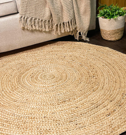 BRAIDED JUTE ROUND RUG, NATURAL JUTE, 8' ROUND.
