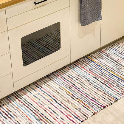 WHITE MULTI CHINDI RUNNER, MULTI, 2' x 5'.