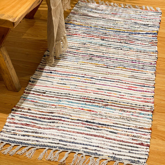 WHITE MULTI CHINDI RUNNER, MULTI, 2' x 5'.