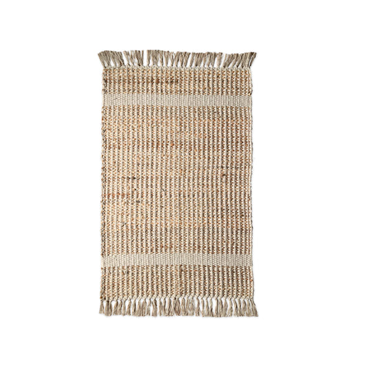 BRAIDED JUTE RUG, NATURAL JUTE-IVORY, 2'x5'