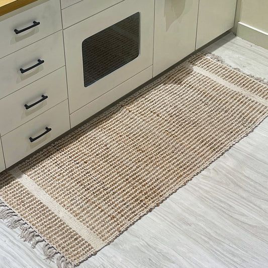 BRAIDED JUTE RUG, NATURAL JUTE-IVORY, 2'x5'