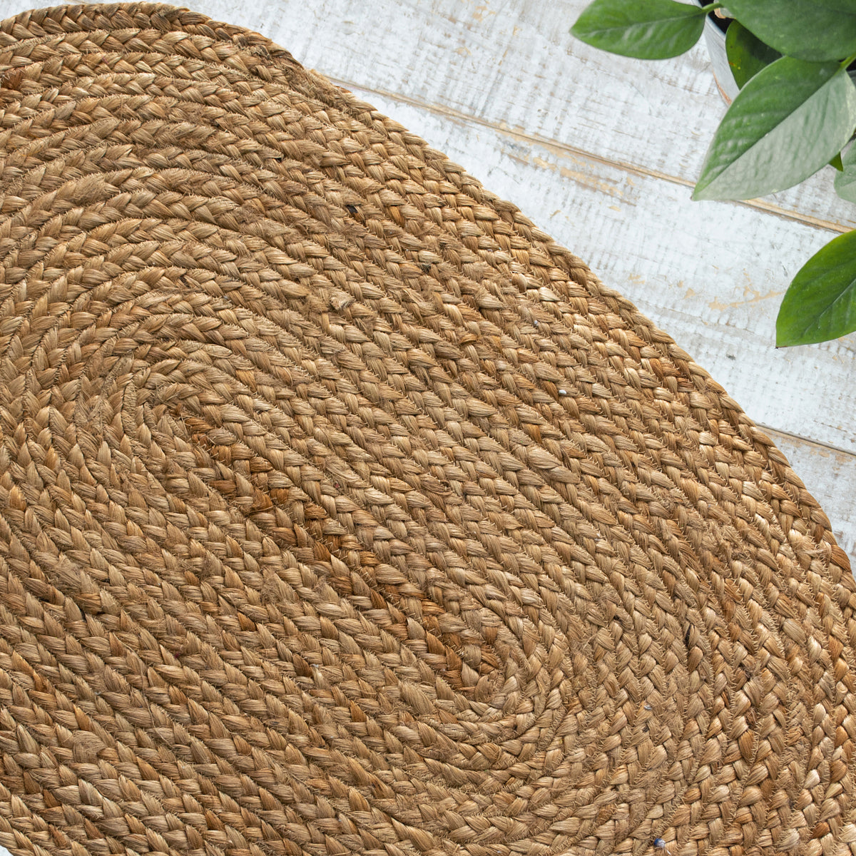 BRAIDED JUTE OVAL RUG, NATURAL JUTE, 2'x3'