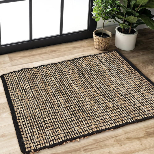 Monterey Jute/Cotton Rug-Natural Jute/Black-2'x3'