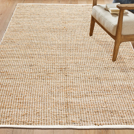 Monterey Jute/Cotton Rug-Natural Jute/Ivory-5'x7'