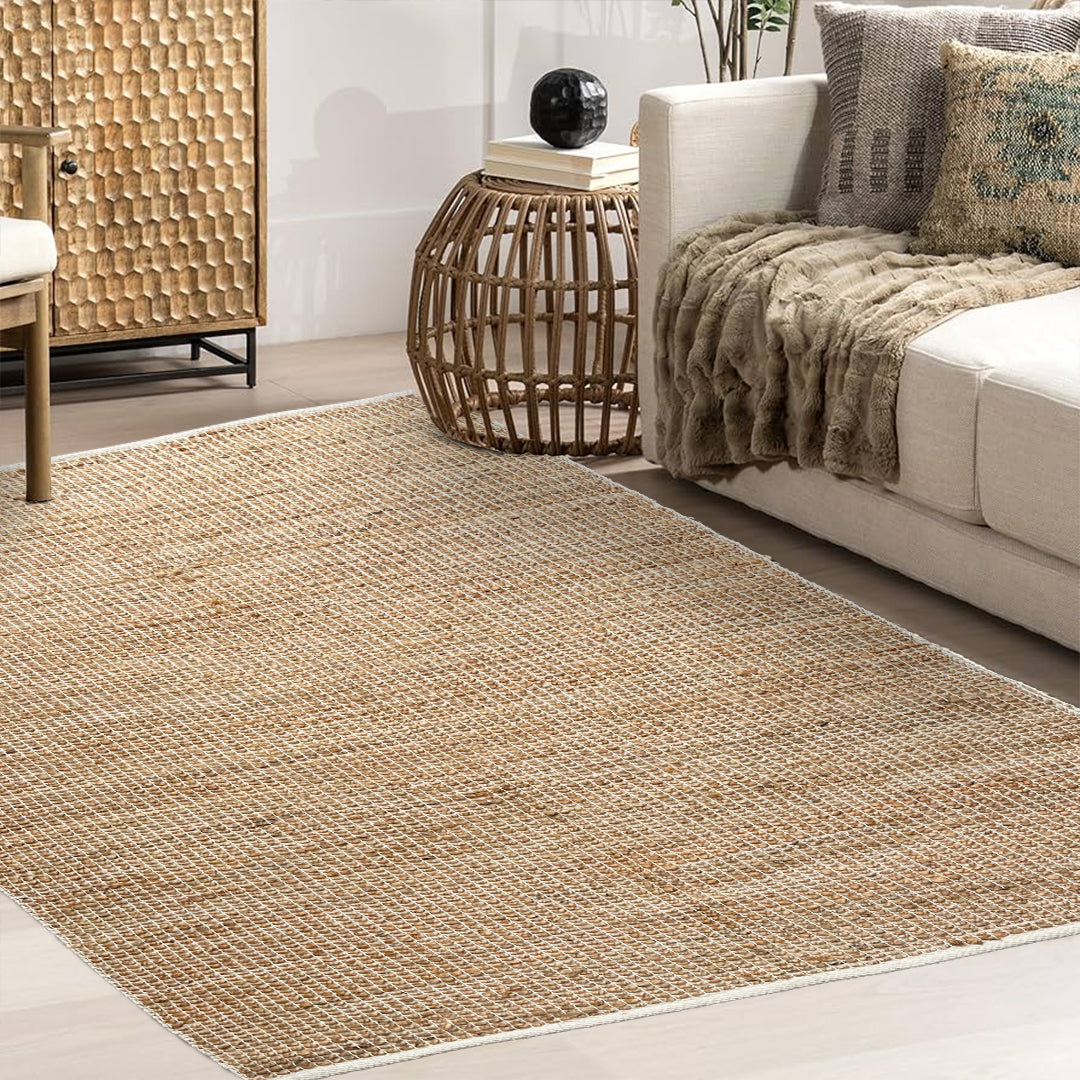 Monterey Jute/Cotton Rug-Natural Jute/Ivory-5'x7'