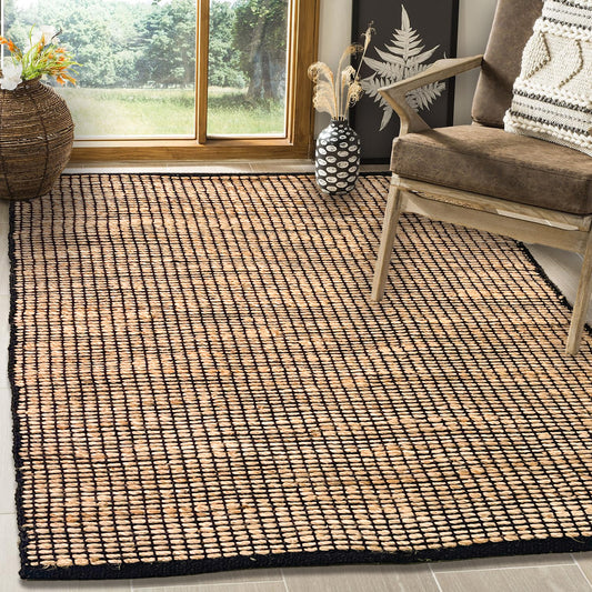 Monterey Jute/Cotton Rug-Natural Jute/Black-3'x5'