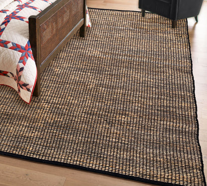 Monterey Jute/Cotton Rug-Natural Jute/Black-5'x7'