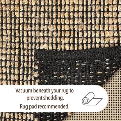 Monterey Jute/Cotton Rug-Natural Jute/Black-5'x7'