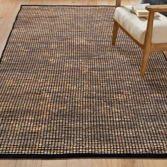 Monterey Jute/Cotton Rug-Natural Jute/Black-8'x10'