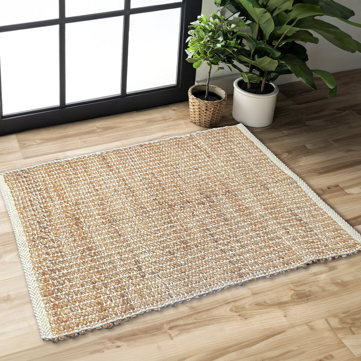 Monterey Jute/Cotton Rug-Natural Jute/Ivory-2'x3'