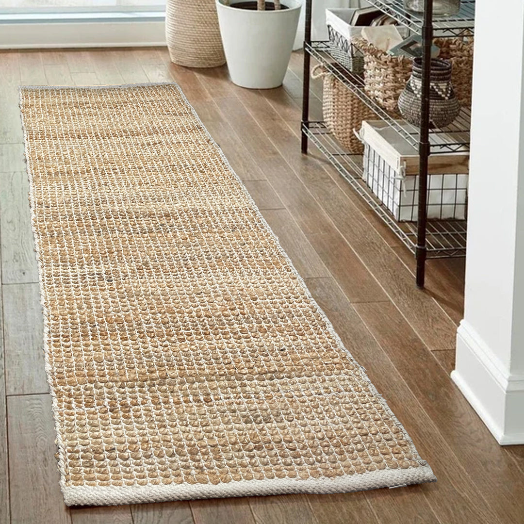 Monterey Jute/Cotton Rug-Natural Jute/Ivory-2'x7'