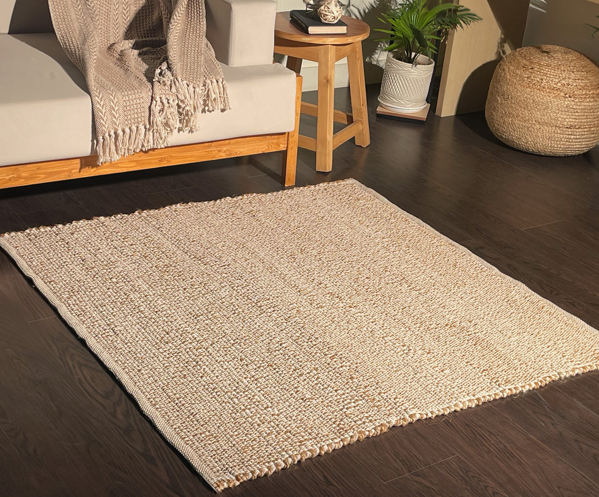 Jute Chindi Rug-Natural Jute-4'x4' Square.