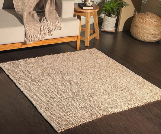 Jute Chindi Rug-Natural Jute-4'x4' Square.