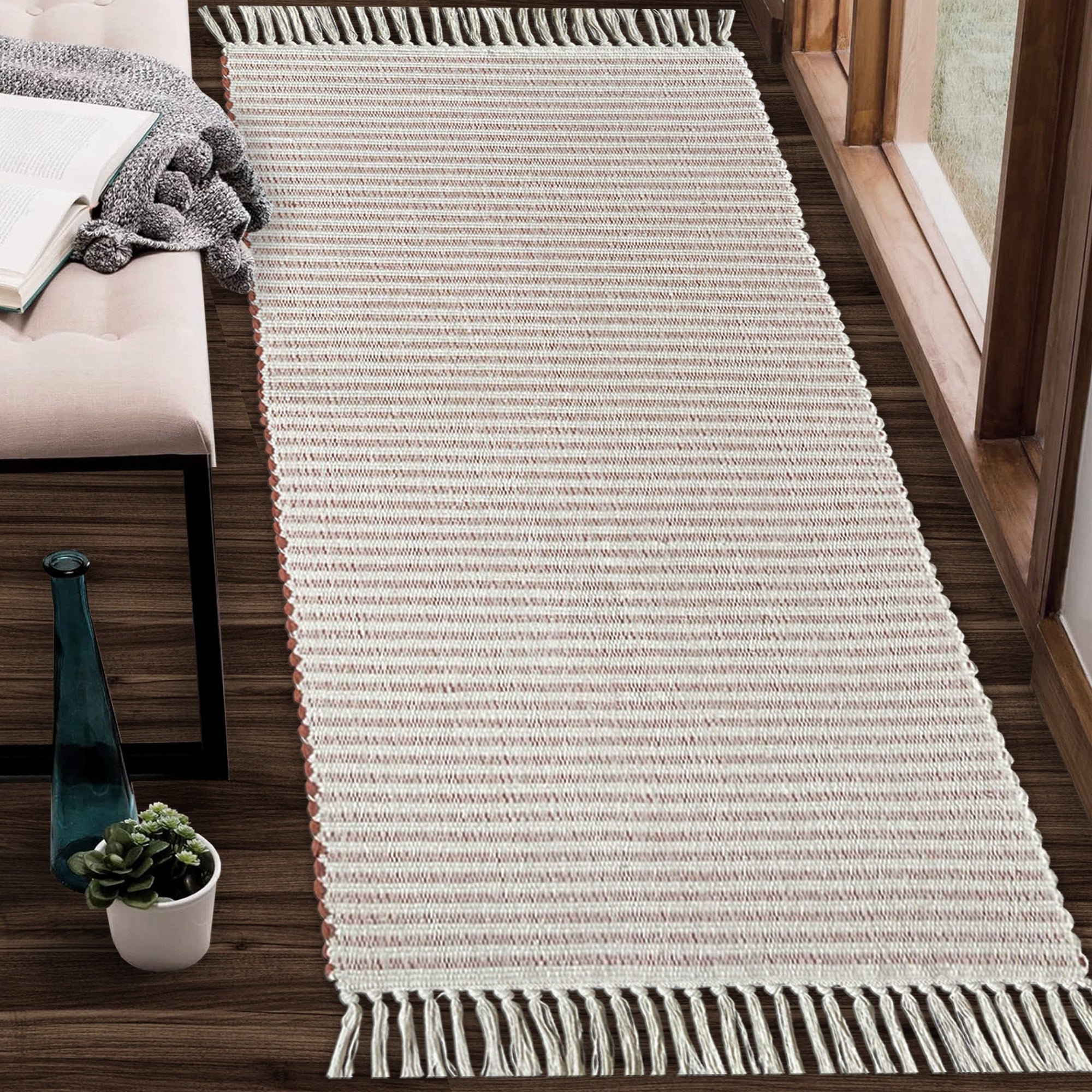 Providence Rugs Providence Stripe Rug - Rust/Ivory, 2'x6' – Chardin Home