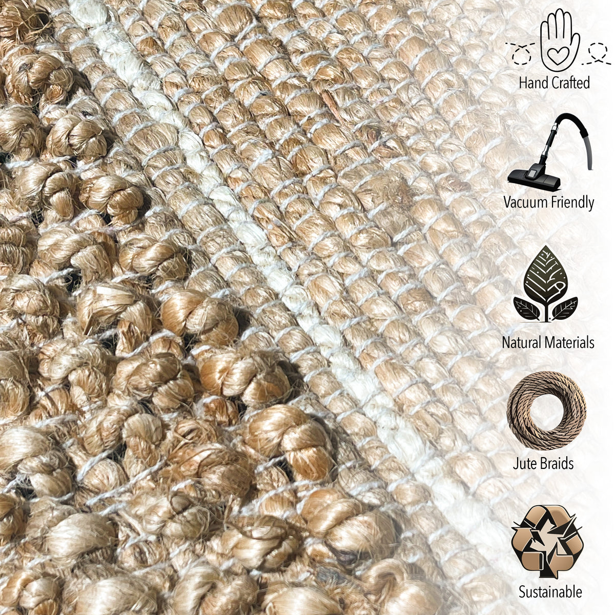 DUNE BRAIDED RUG, NATURAL JUTE, 2'x3'