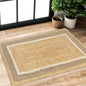 BRAIDED JUTE BORDER RUG, NATURAL JUTE-IVORY, 18''x30''