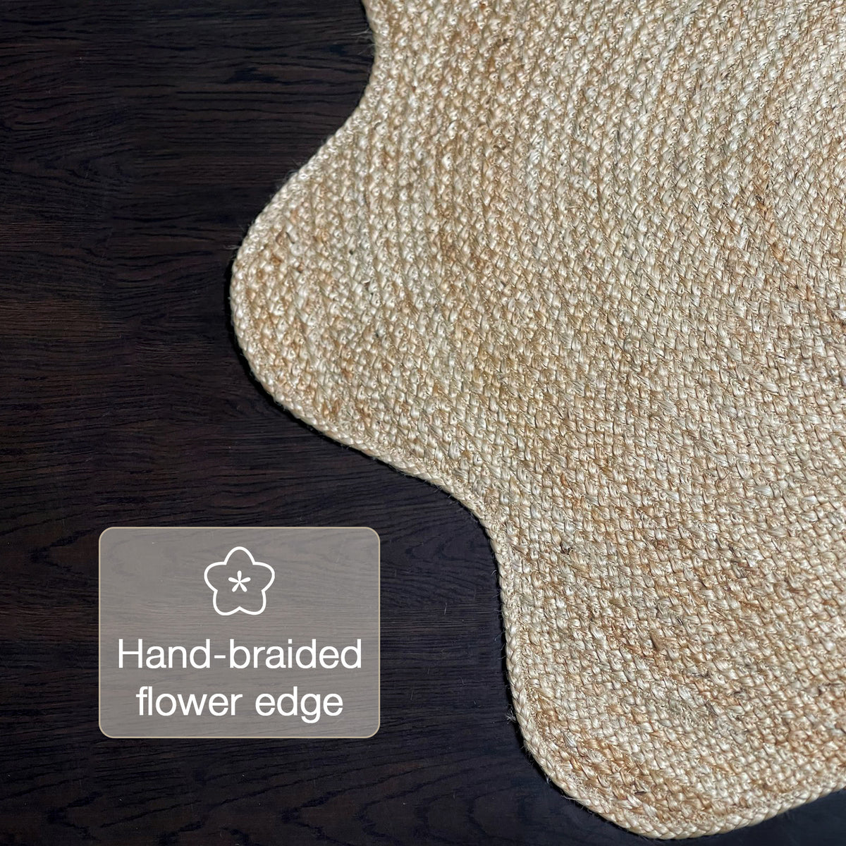 Flower Braided Jute rug, Natural Jute, 4'x4'