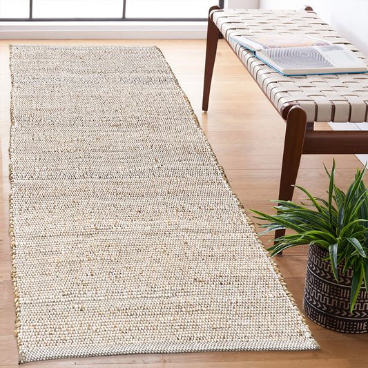 Jute Chindi Rug-Natural Jute-White-2'x10'.