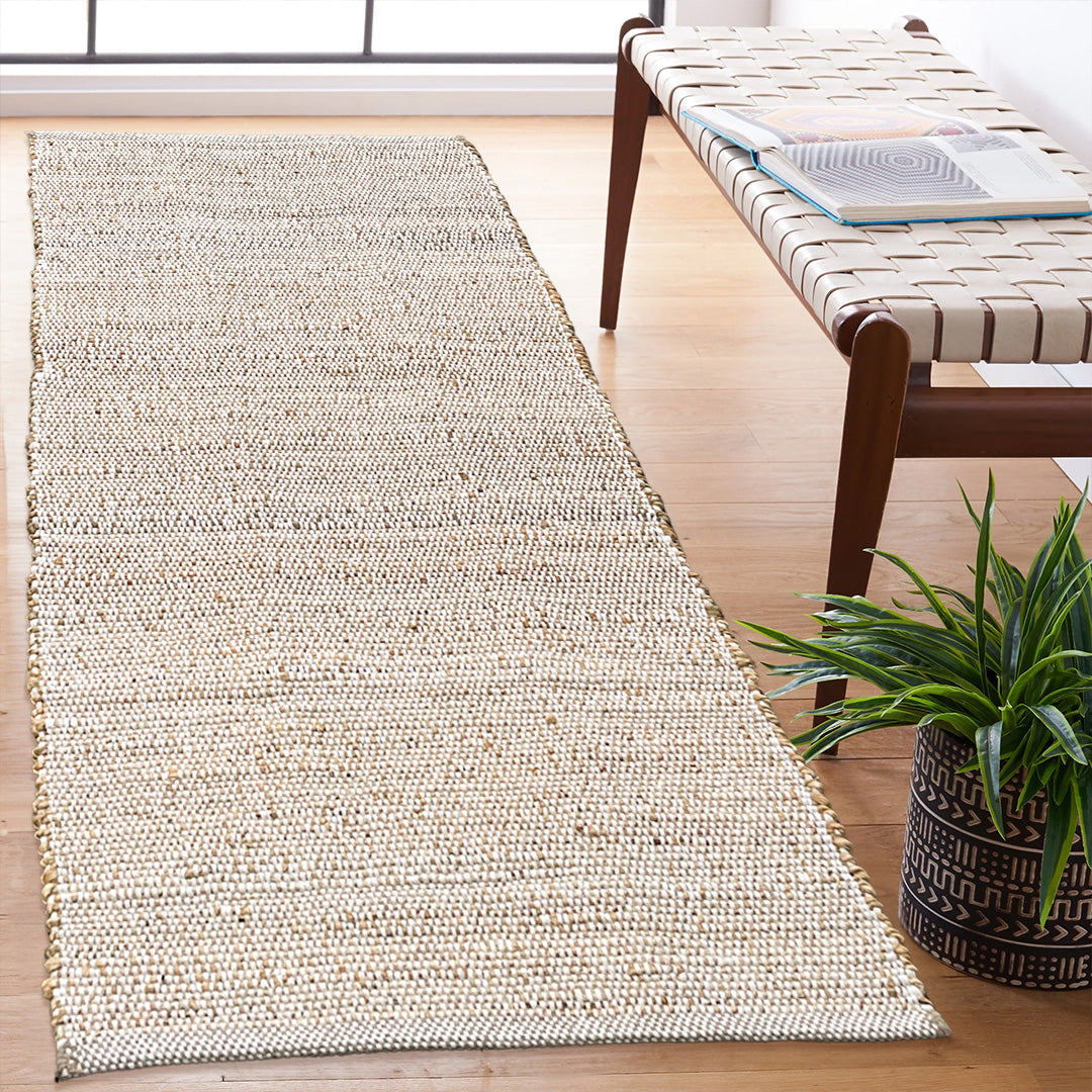 Jute Chindi Rug-Natural Jute-White-2'x8'.