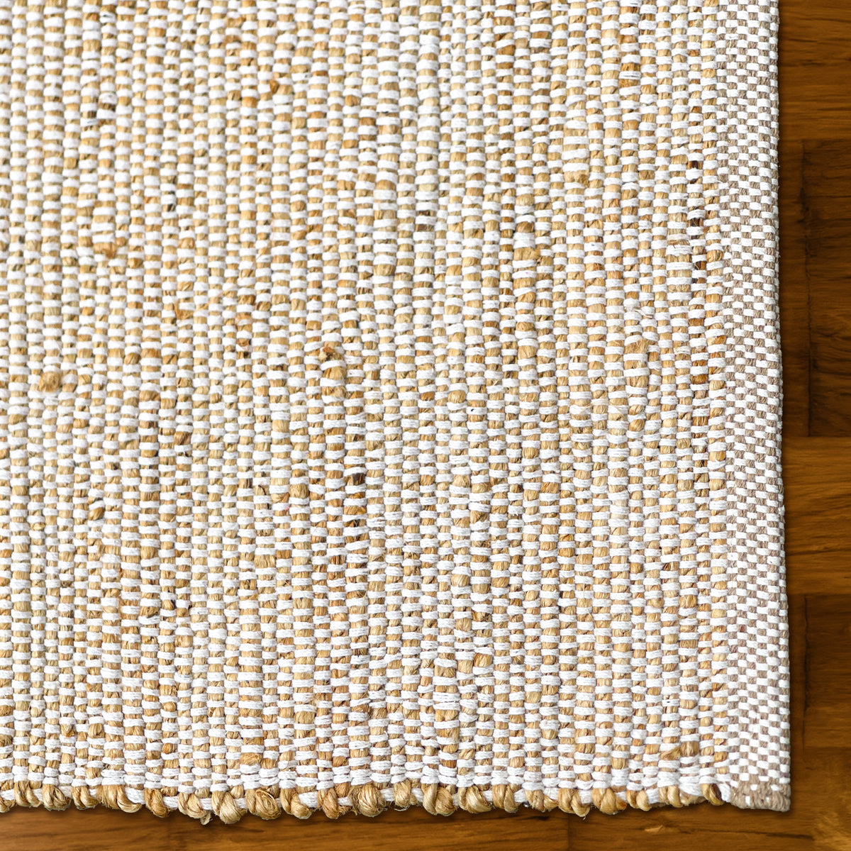 Jute Chindi Rug-Natural Jute-White-2'x8'.