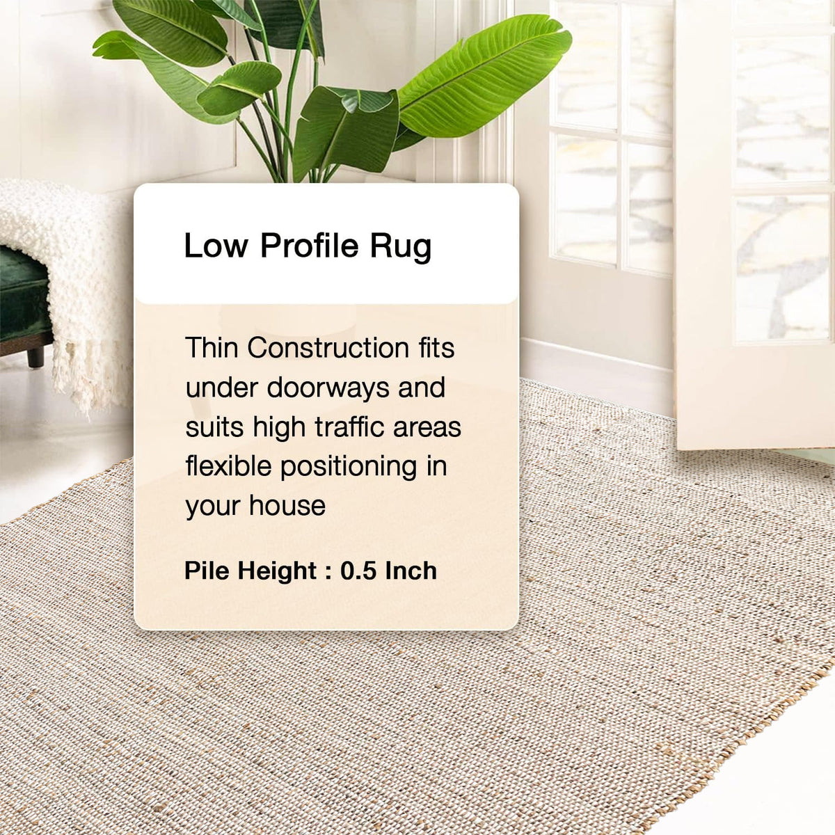 Jute Chindi Rug-Natural Jute-White-2'x8'.
