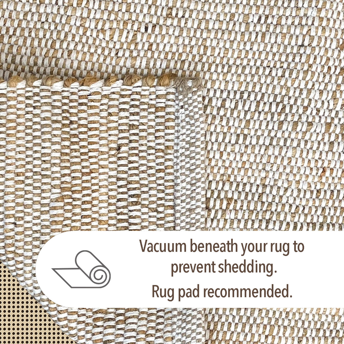 Jute Chindi Rug-Natural Jute-White-2'x8'.