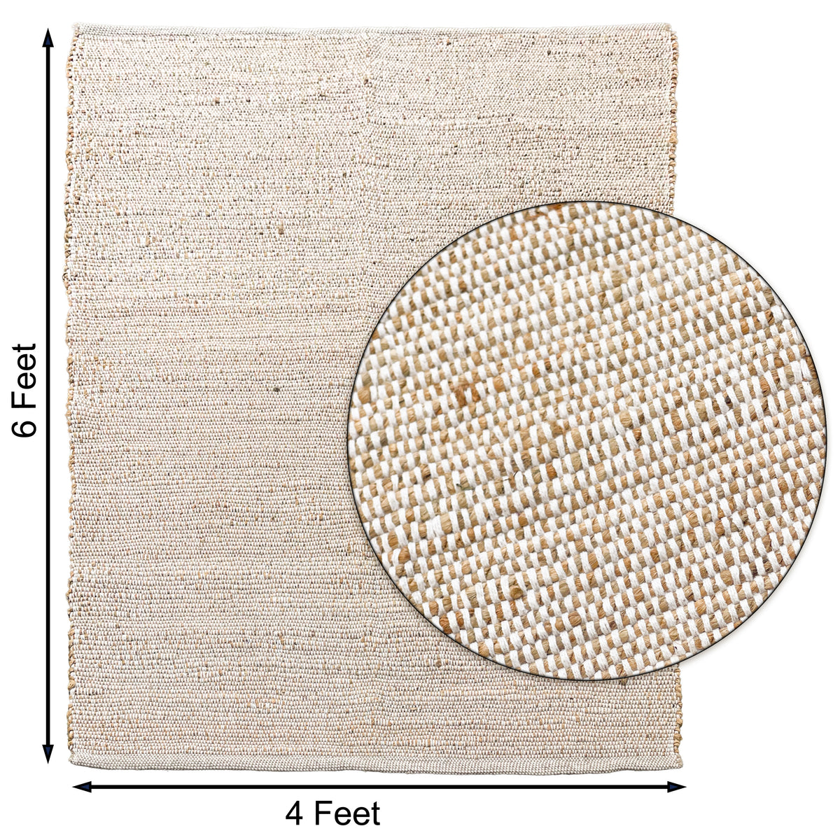 Jute Chindi Rug-Natural Jute-White-4'x6'.