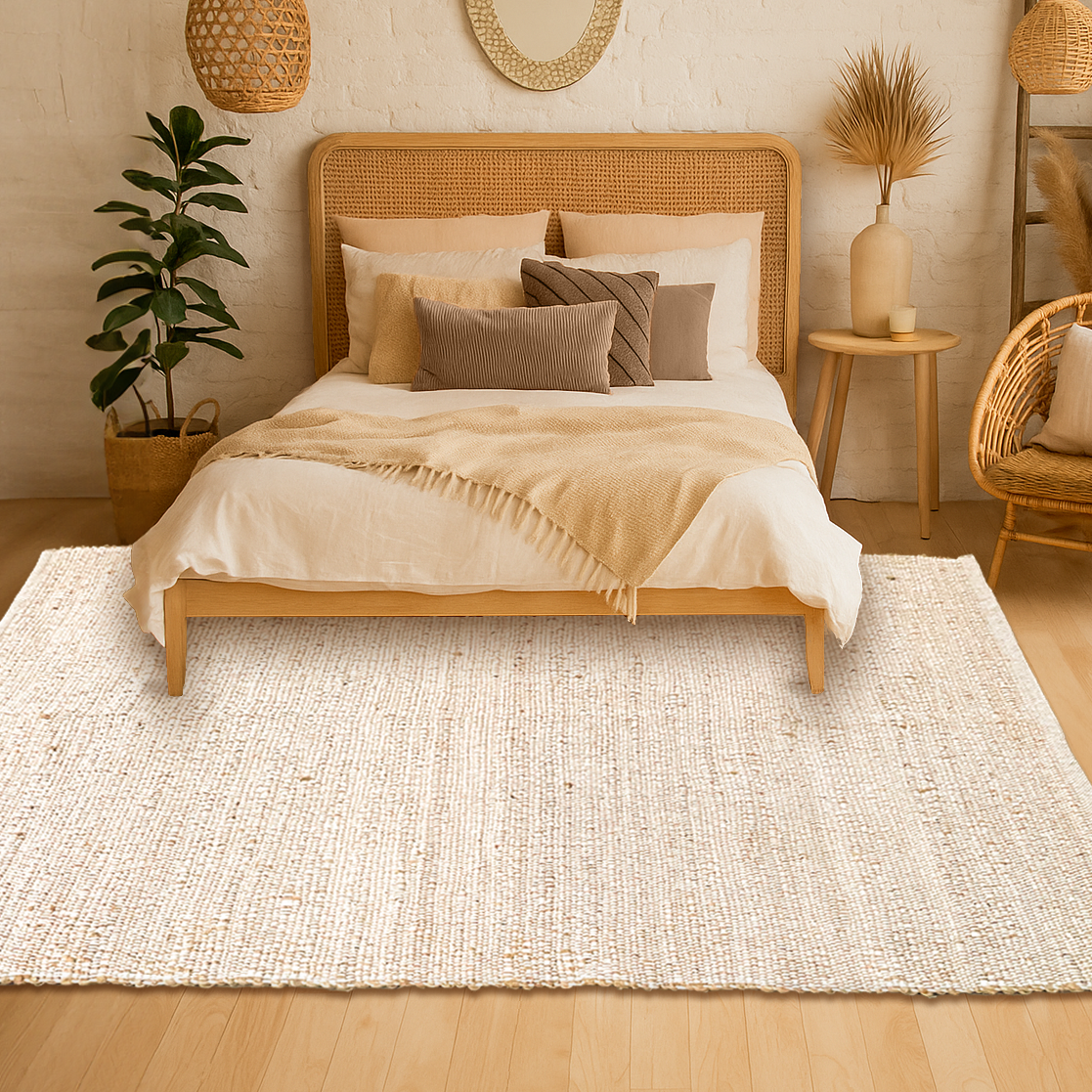 Jute Chindi Rug-Natural Jute-White-5'x7'.
