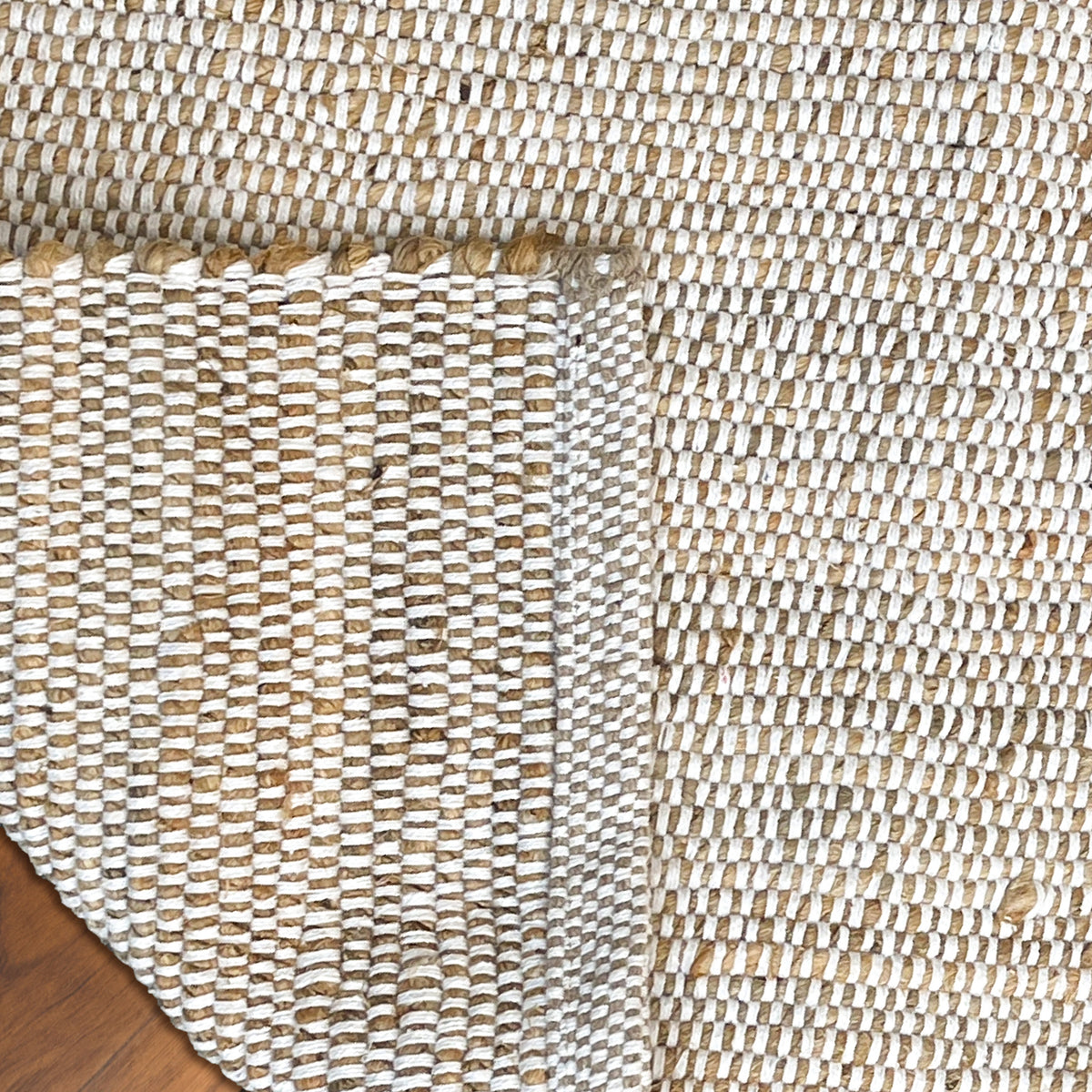 Jute Chindi Rug-Natural Jute-White-5'x7'.