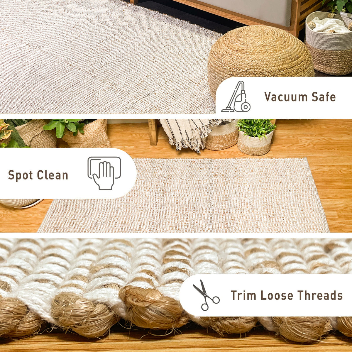 Jute Chindi Rug-Natural Jute-White-5'x7'.