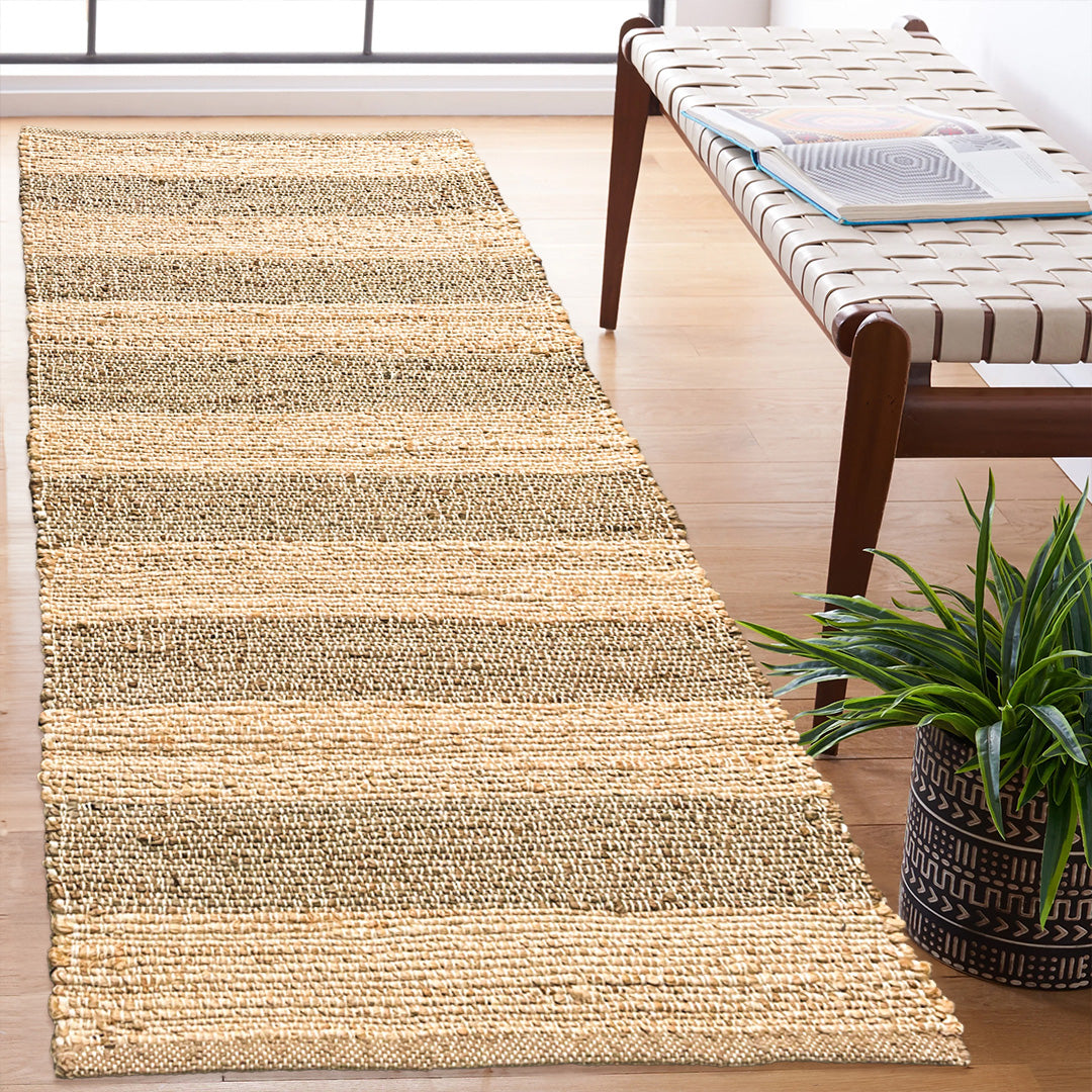 Natural Jute Stripe Runner-Natural Jute-2'x5'.